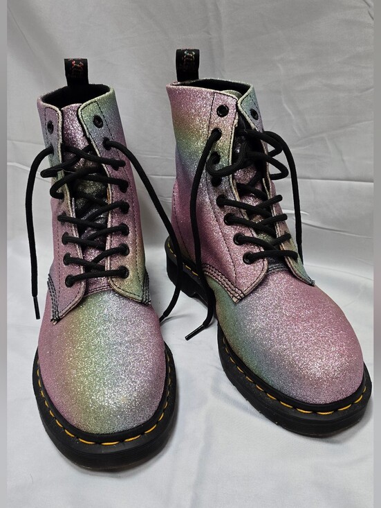 Dr. Martens Shoes - Dr. Martens Rainbow Glitter 1460 Boots Women’s 10
